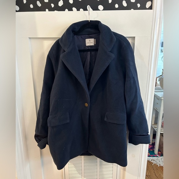 Dudley Stephen’s Navy Fleece notched blazer jacket - Picture 1 of 6